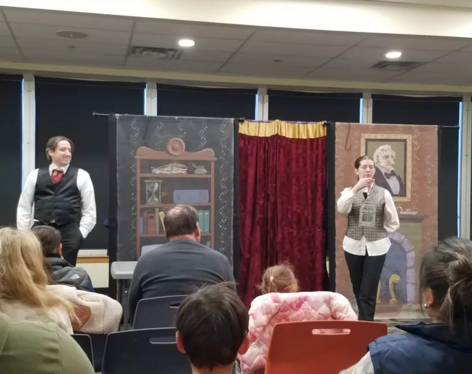 a group of people in a room