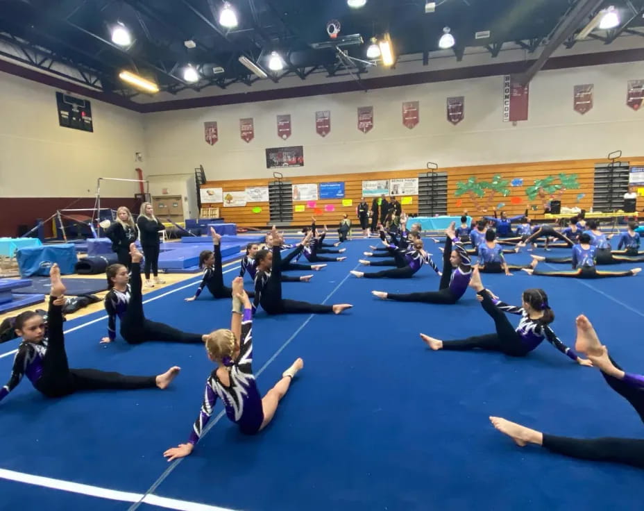 a group of people exercising