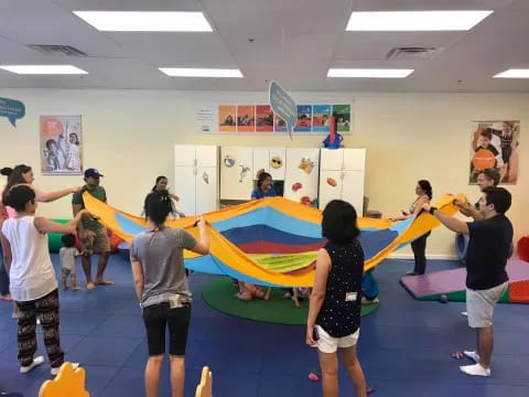 a group of people playing a game