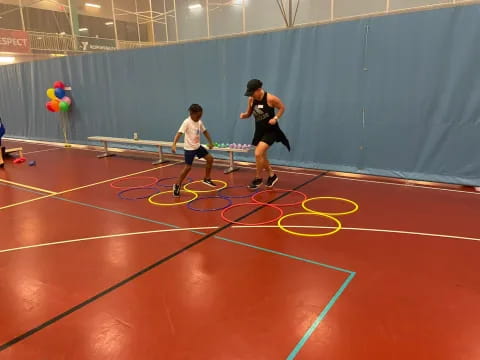 a group of people playing a game