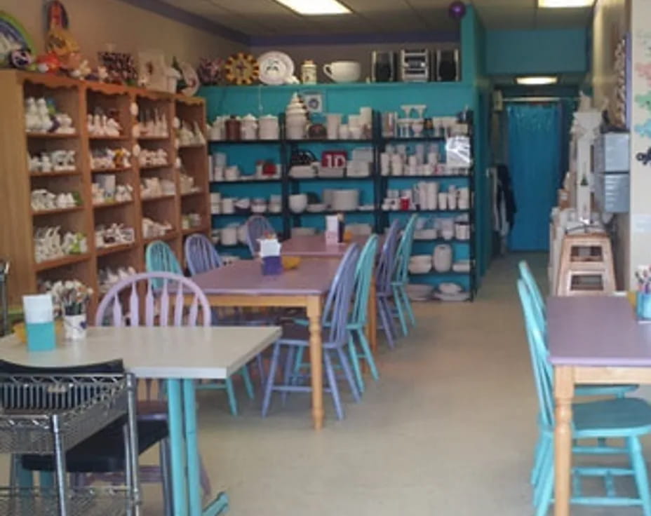 a room with tables and chairs