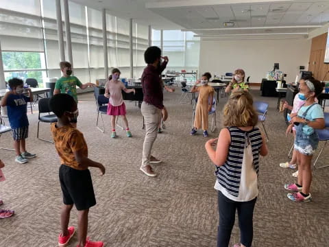 a group of people in a room