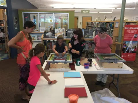 a group of people in a room