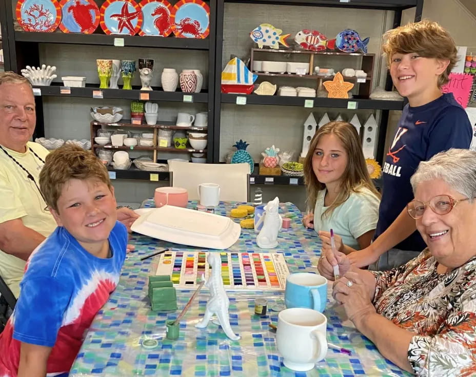 a group of people around a table