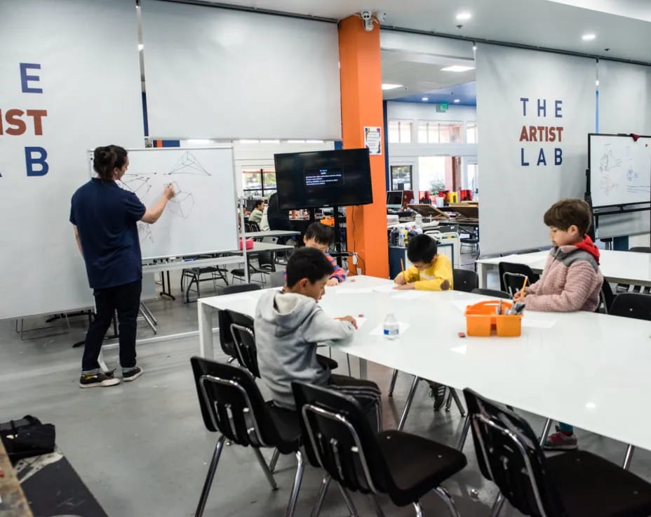 a group of people in a room