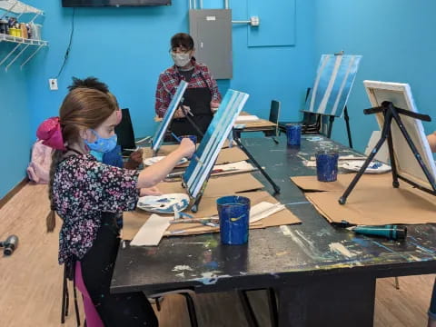 a group of kids in a classroom