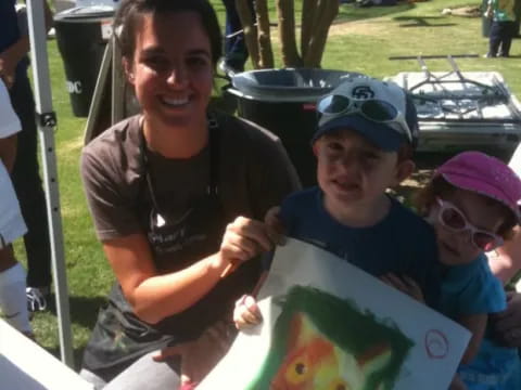 a person and two children