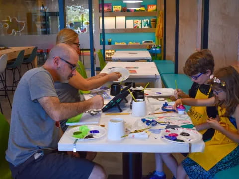 a family eating at a table