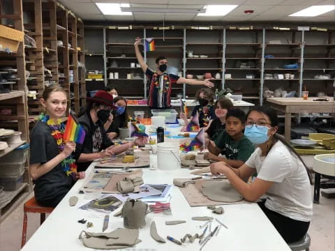 a group of people wearing masks