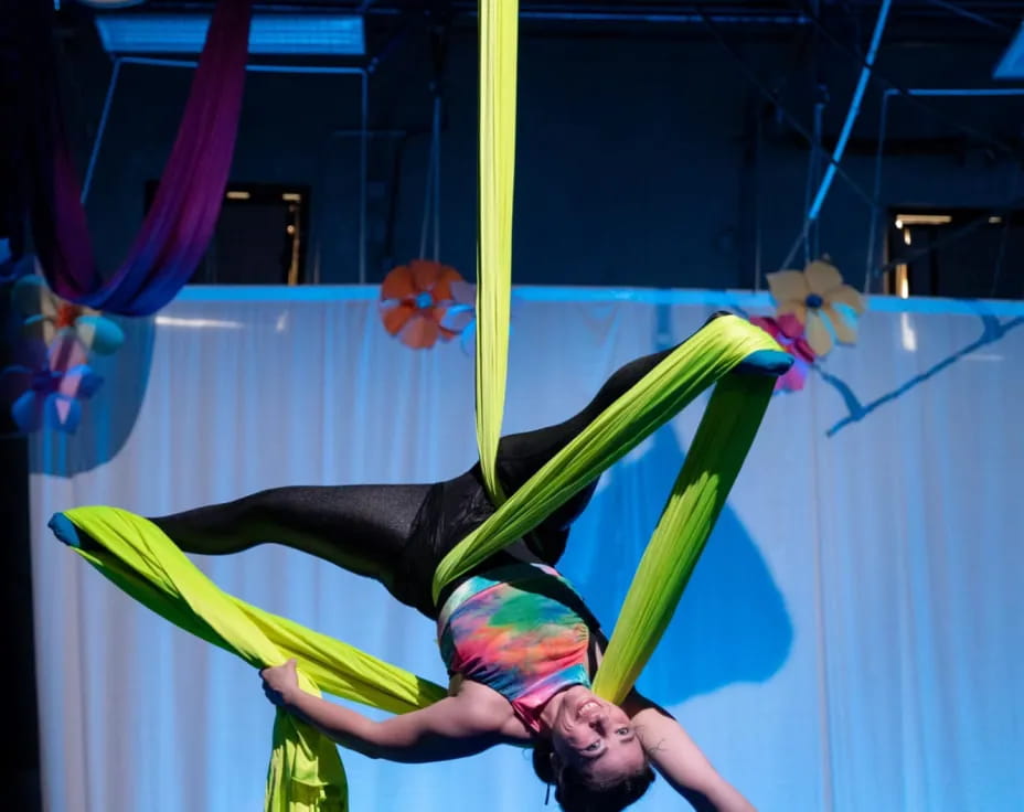 a person floating in the air