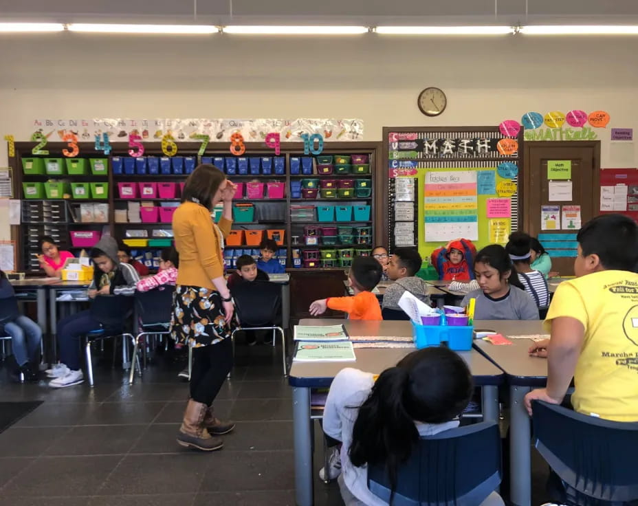 a group of children in a classroom