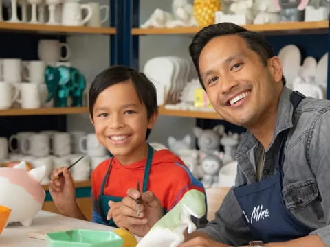 a person and a child smiling