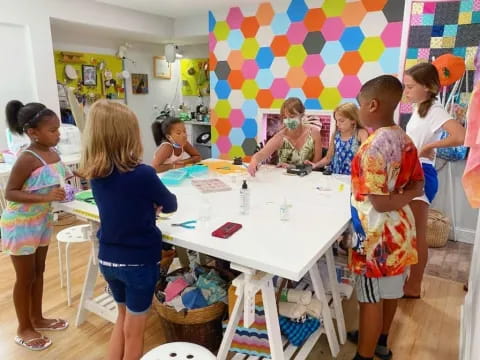 a group of children in a room