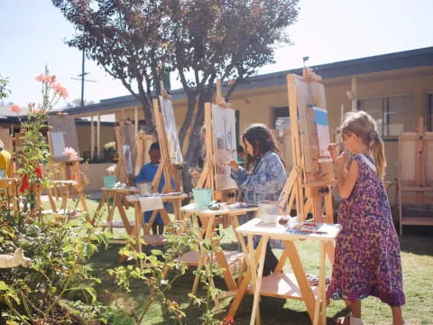 a group of people outside