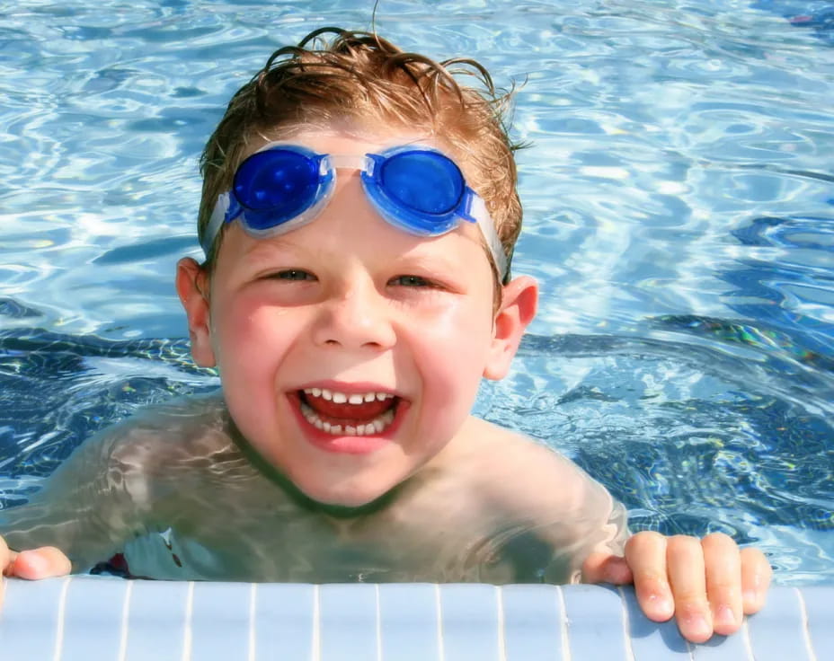a child in a pool