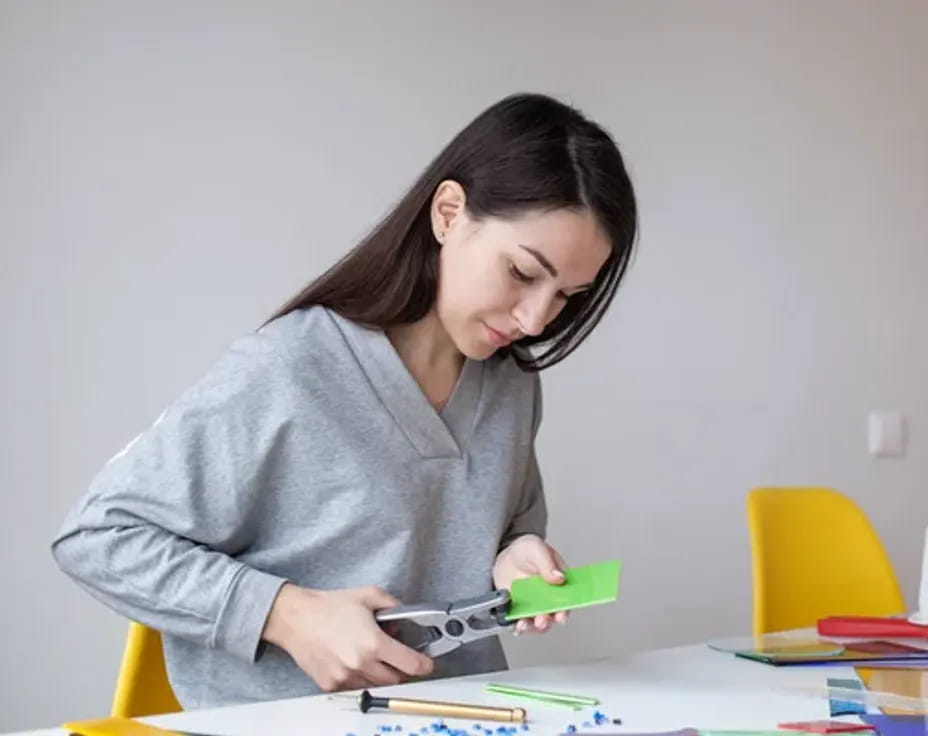 a woman looking at a phone