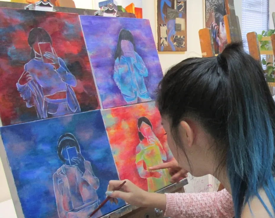 a girl playing a video game