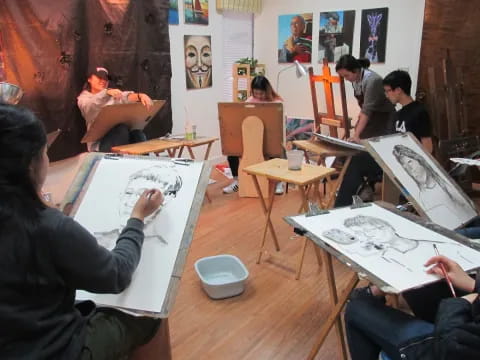 a group of people in a room