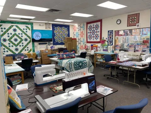 a room with desks and computers