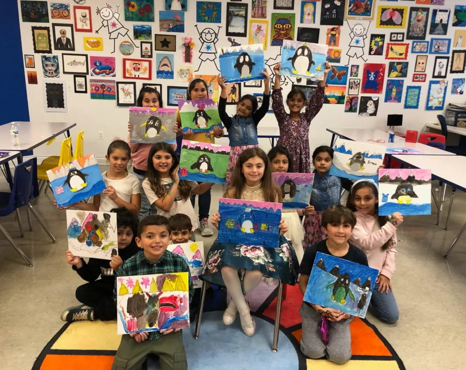 a group of children in a classroom