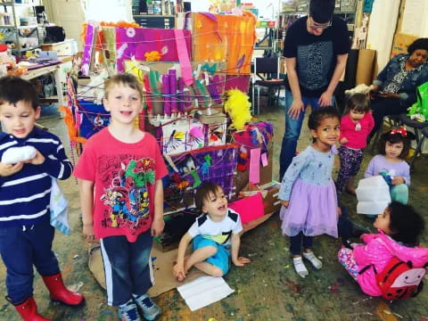 a group of children in a room