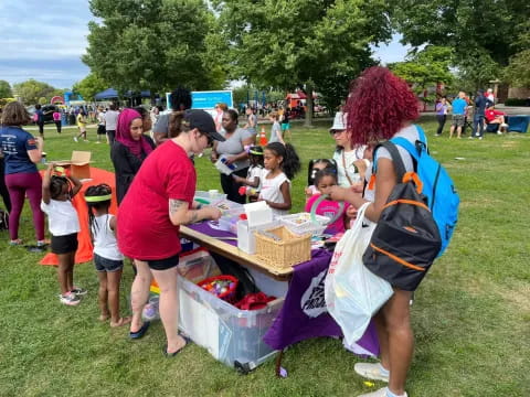 a group of people at a picnic