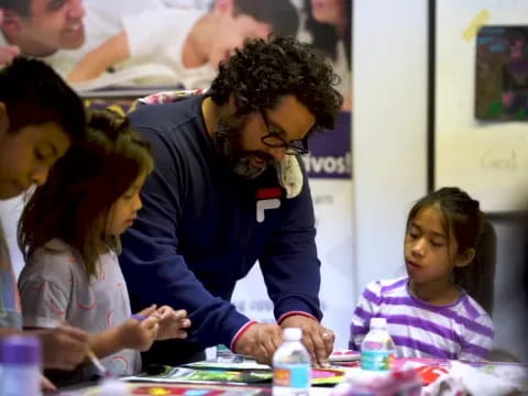 a person and a group of children