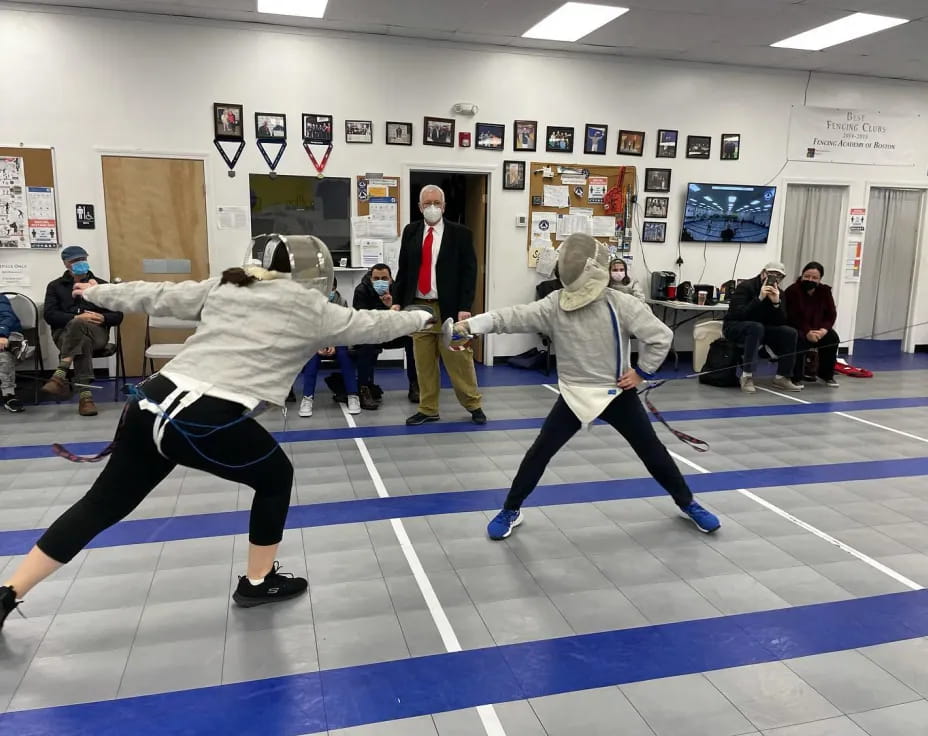 two people in a room