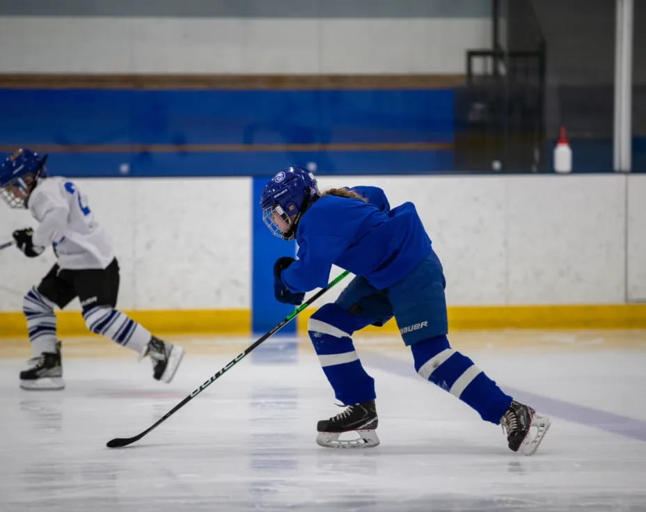 two men playing hockey