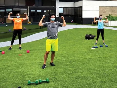 a group of people playing a game