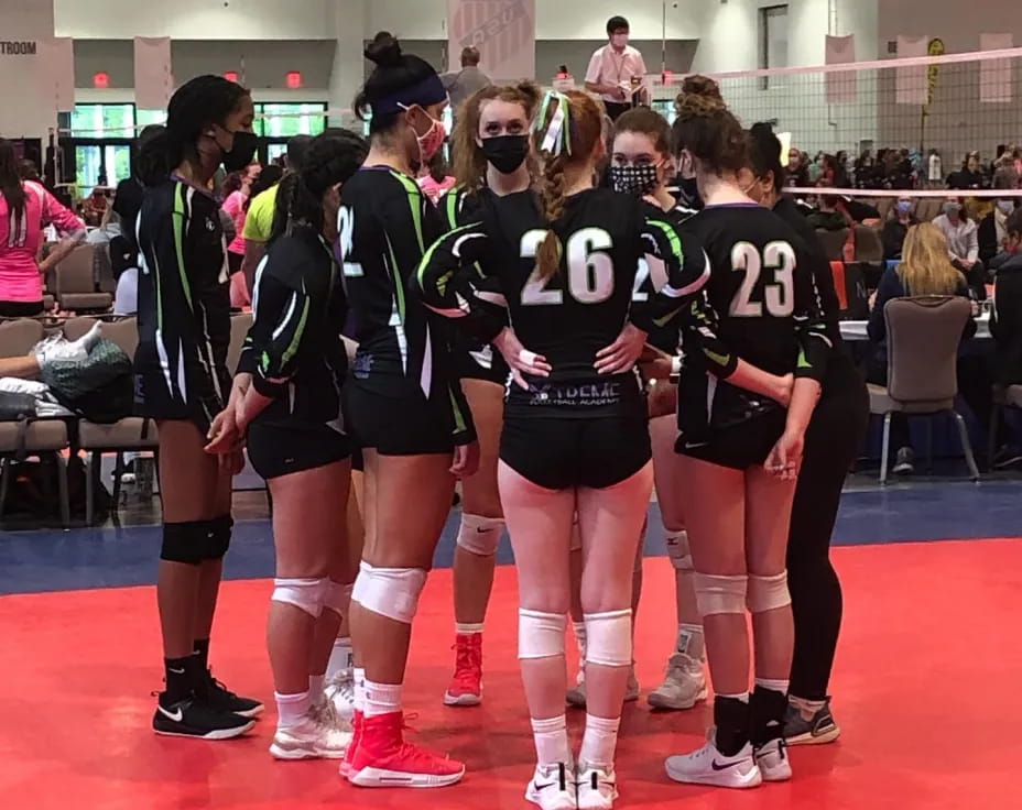 a group of cheerleaders in a gym