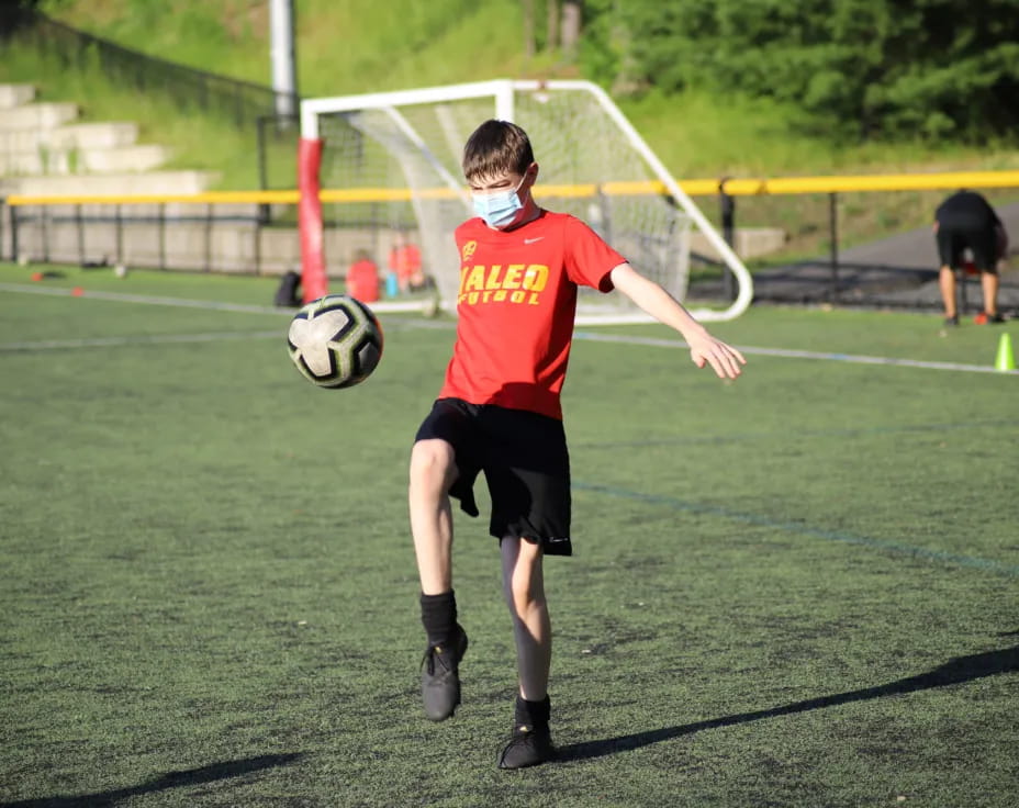 a boy playing football
