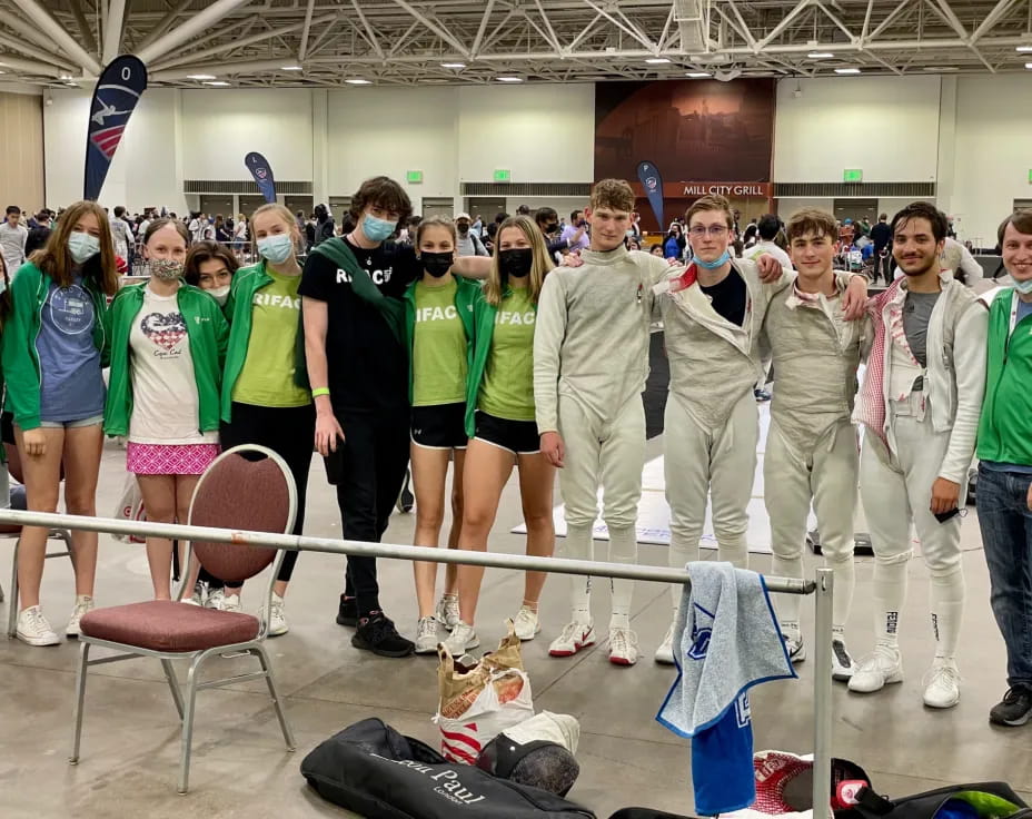 a group of people standing together