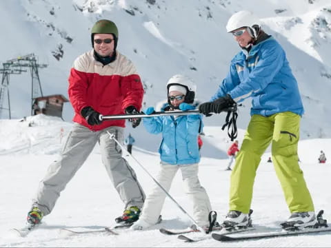 a group of people skiing