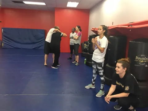 a group of people exercising