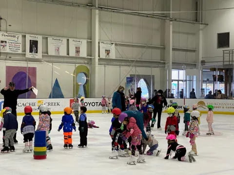 a group of people on ice