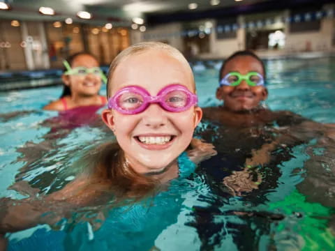 a group of people in a pool