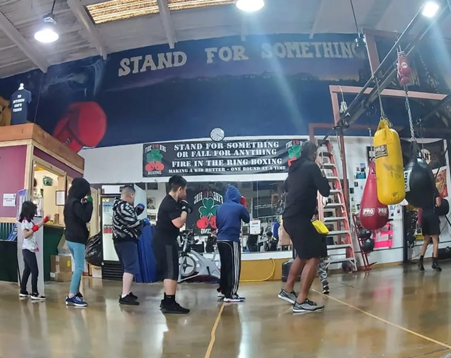 a group of people in a room