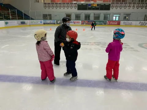 a group of kids on ice