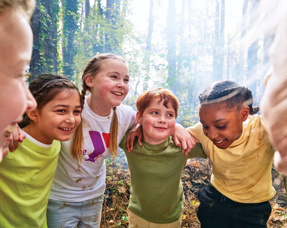 a group of children smiling