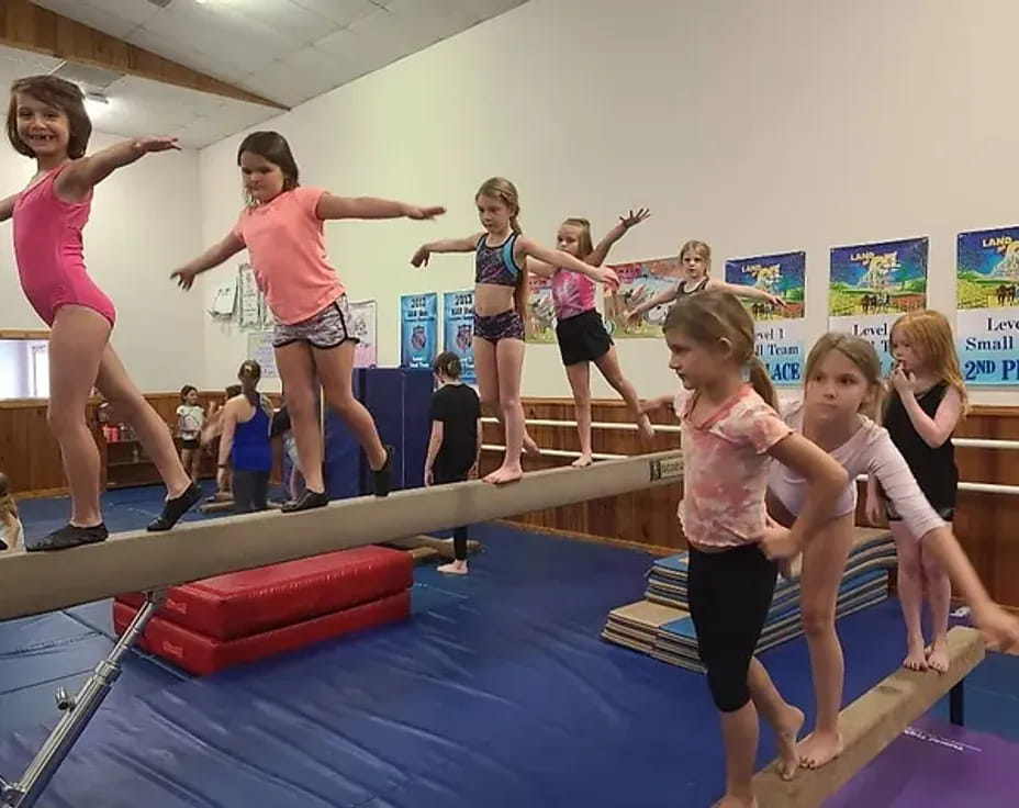 a group of girls exercising