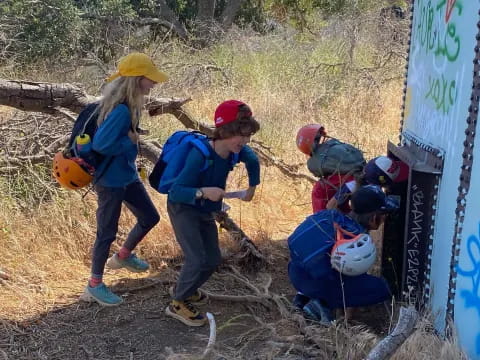 a group of people outside