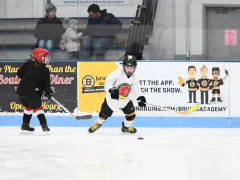 a couple of men playing hockey