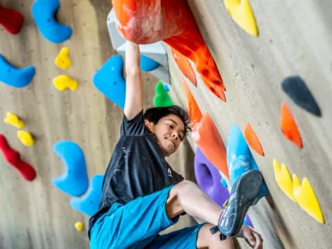 a person climbing a rock wall