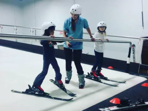 a group of people on skis