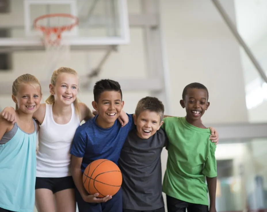 a group of kids posing for a photo