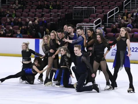 a group of people on ice