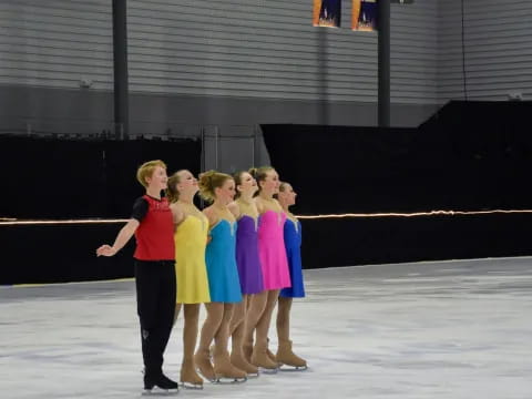 a group of women on ice