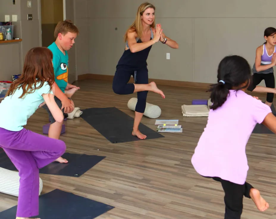 a group of people exercising