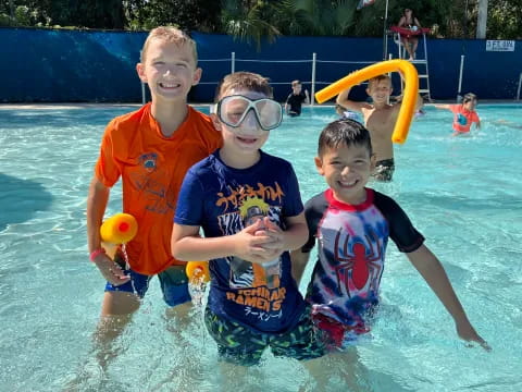 a group of boys in a pool